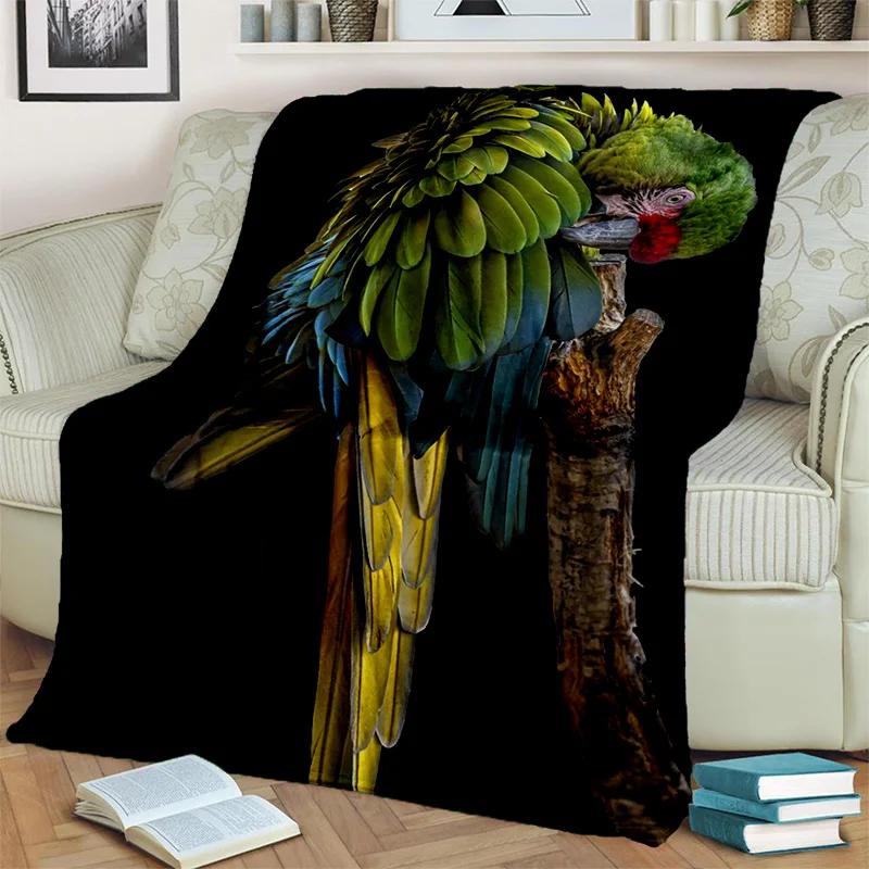 3D Colorful Macaws Parrot Birds Blanket,Soft Throw Blanket for Home Bedroom Bed Sofa Picnic Travel Office Rest Cover Blanket Kid