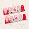 Handmade Short Duckbill Press-On Nails With 3D Cherry Blossom Leopard Zebra Patterns Women