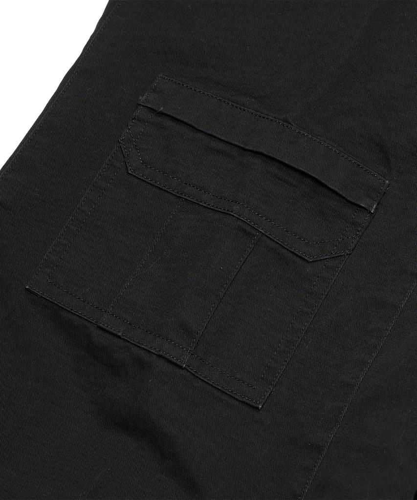 MUDSALT 8P Elastic Waist Wide Cargo Pants Black