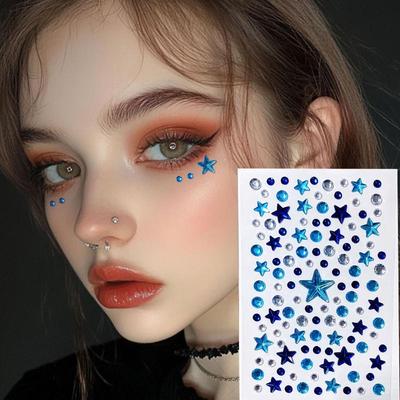 3D Holographic Tear Drop Face  Sticker Self-Adhesive  Diamond Tattoo Sticker For Hair Eye Face Decoration Decal