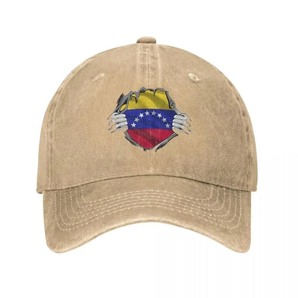 Two Hands Ripping Revealing Flag Of Venezuela Baseball Cap Distressed Washed Venezuelan Headwear Men Women Activities Caps Hat