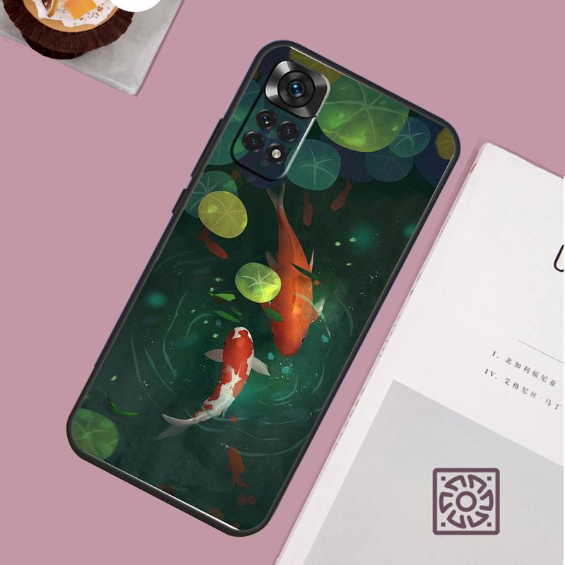 Koi Carp Fish Painting Case For Xiaomi Redmi Note 12 11 8 9 10 13 Pro 12S 11S 10S 9S Redmi 13C 9C 10C 12C Cover