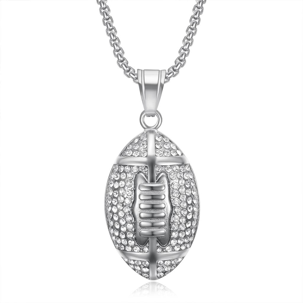 New Hot Selling Hip Hop Jewelry Titanium Steel Gold-Plated Football Pendant Necklace