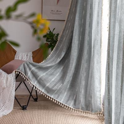 Curtain Finished Hollow Cotton And Linen Fringed Living Room Bedroom Study Fringed Gray Decorative Bay Window Curtain