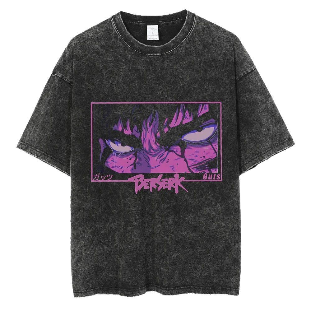 Retro Sleeve Cotton American Old Naruto Five-point Anime Short Sleeve T-wash Black T