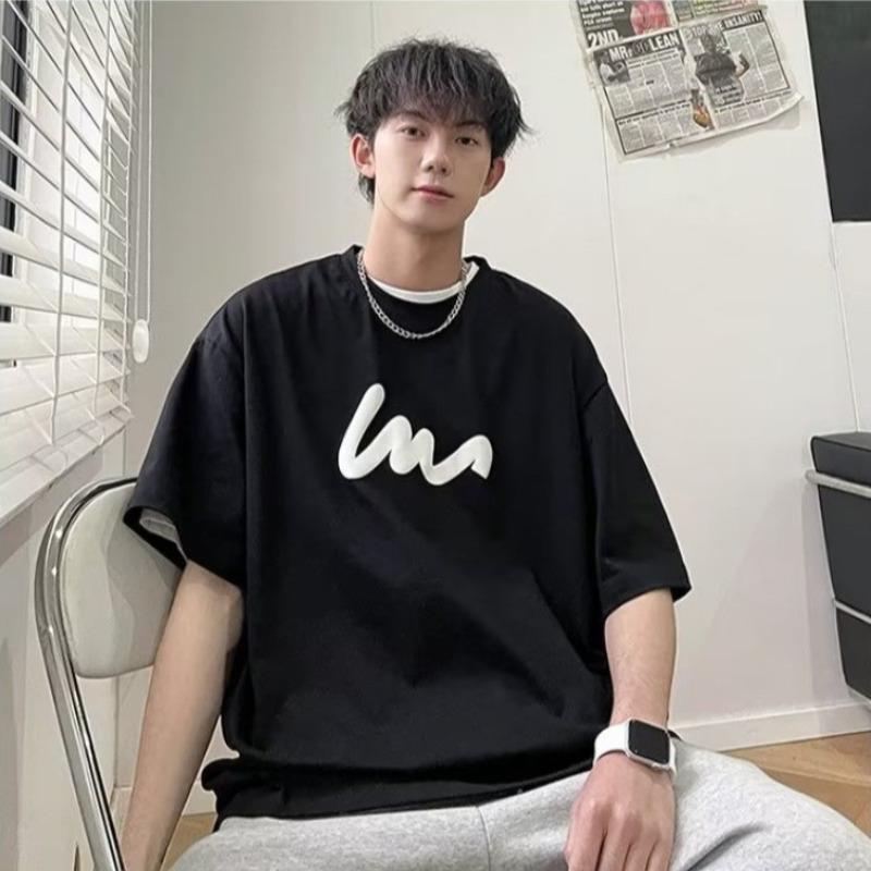 Übergröße M-8XL 2025 Herren Retro Koreanischer Gedruckter Kurzärmeliger Rundhals Lockerer T-Shirt