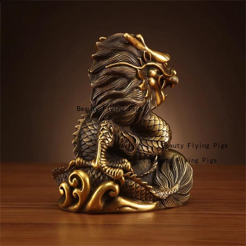 1pc Metal Dragon Ornament Zodiac Dragon Mascot Apartment, Shop Decoration Metal Handicrafts Feng Shui Accessories Animal Model