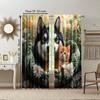 2 Pcs   Versatile Polyester Transparent Curtains for Home Decoration Cute Dog with Cat for Use In Bedrooms and Living Rooms