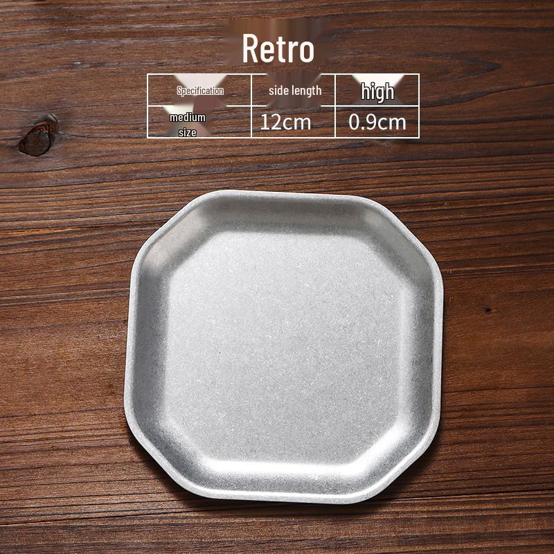 Retro Distressed Stainless Steel Snack, Dessert & Fruit Plate (Japanese Style)