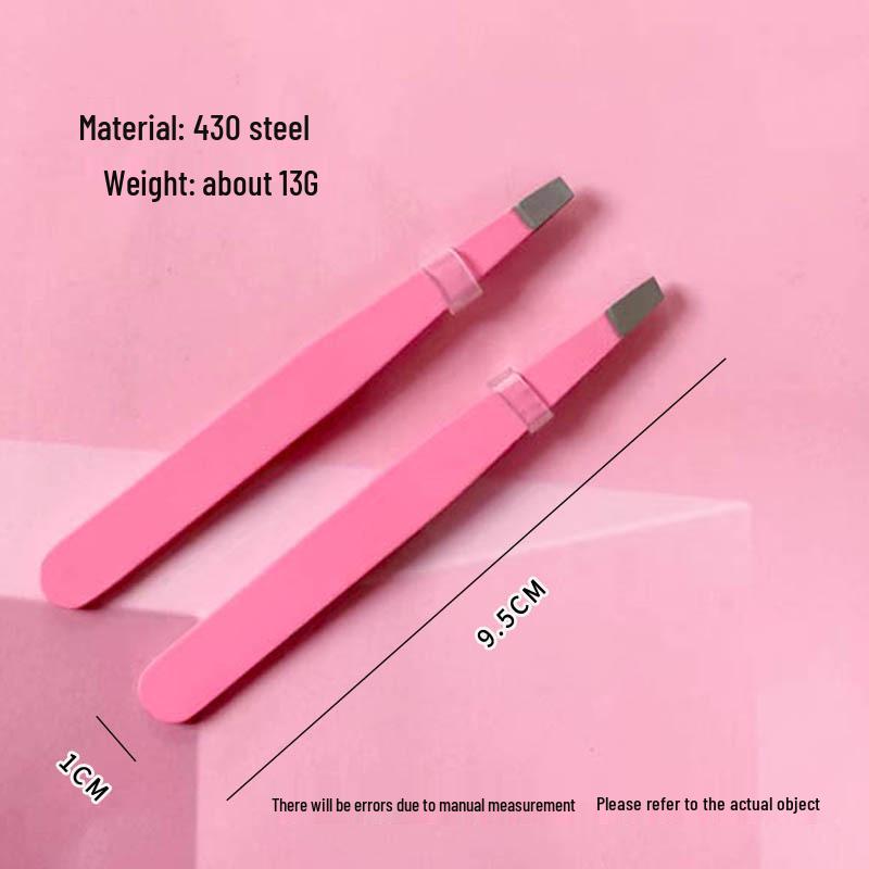 Pink Stainless Steel Tweezers: Eyebrow Shaping & Eyelash Curler Tool