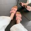 [Shei] Super version~ cowhide retro cork bottom thick bottom buckle with slippers women's sandals