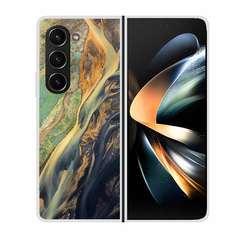 For Samsung Galaxy Z Fold 5 ZFold5 Cases Marble Transparent Shockproof Protection Hard Back Cover For Samsung Z Fold 5 5G Cases