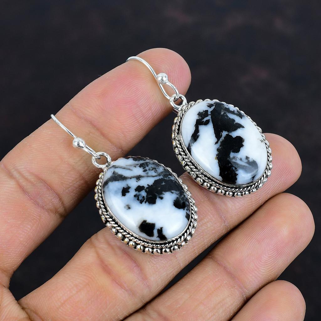 Cercei cu turcoaz de bivol alb, cercei cu pietre prețioase făcuți manual, cercei din argint sterlin 925, bijuterii cu piatră de naștere, cercei drop vintage, cadouri pentru ea