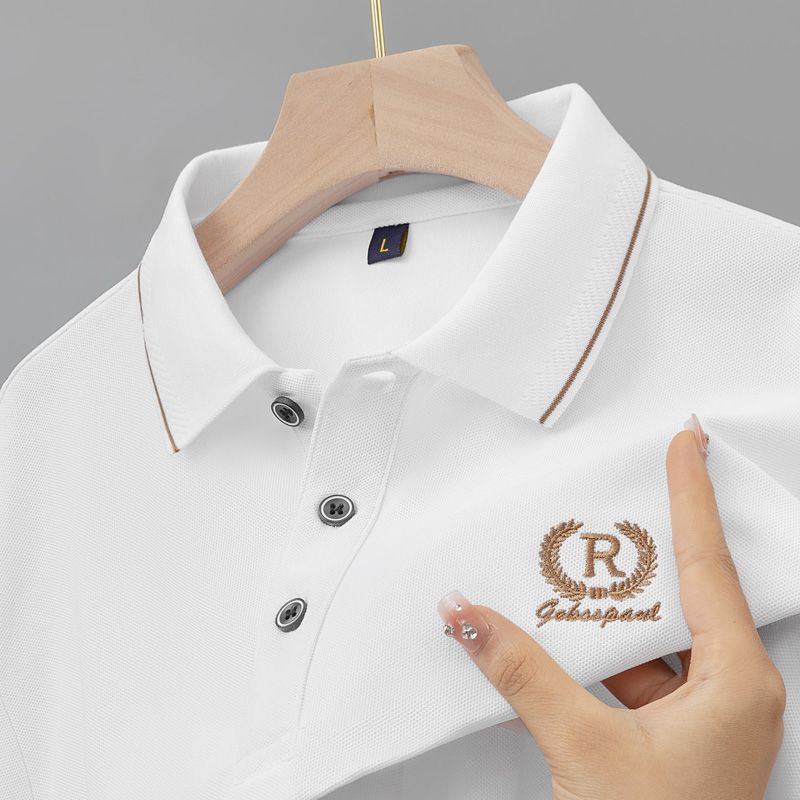 Tricou Polo Bărbătesc Brodat de Înaltă Calitate de Vară Respirabil cu Mânecă Scurtă Larg Mărimi Mari cu Guler Top Casual pentru Bărbați