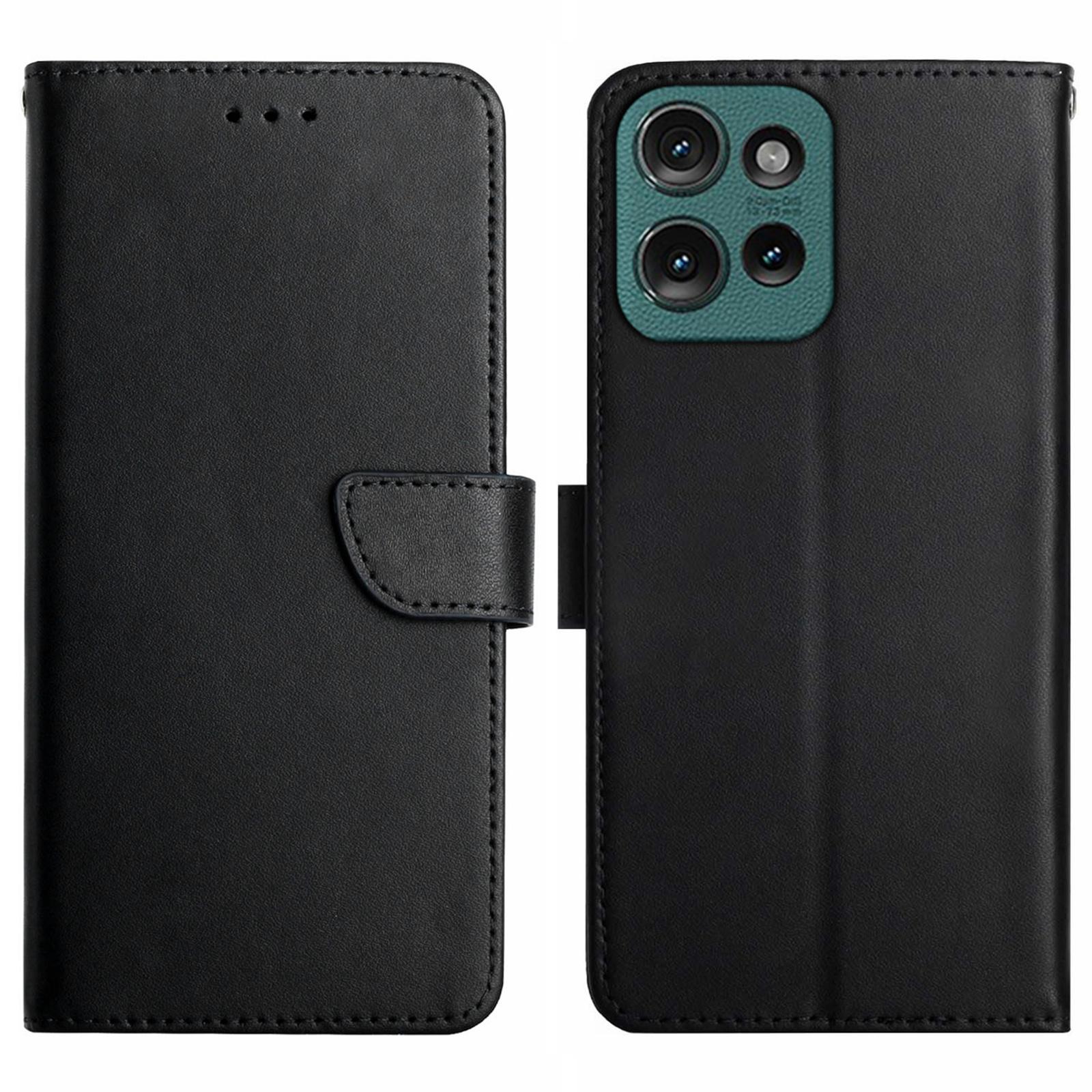 HT02 For Motorola Moto G75 5G Case Genuine Cow Leather Phone Cover Nappa Texture A