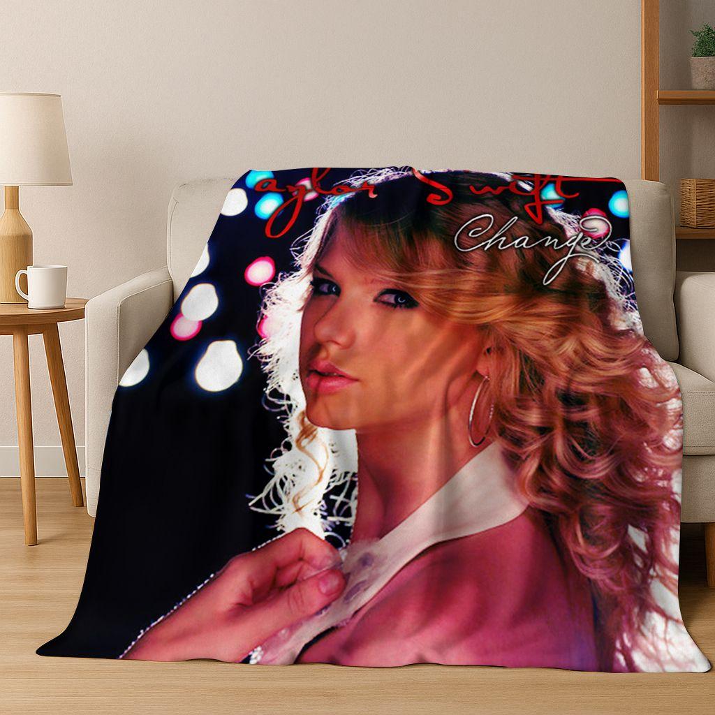 

Fashion T-Taylor T-Swizzle Singer Star Flannel Blanket Soft Warm Throw Blanket for Bed Bedroom Living Room Travel Picnic Gift 75x90cm