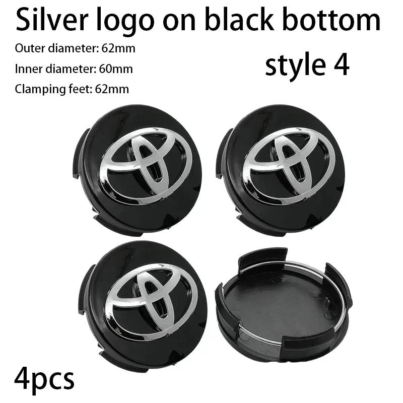 4pcs 62mm Car Styling Wheel Hub Center Caps Rim Cover Badge For Toyota Corolla Yaris CHR Rav4 Highlander Avalvn Camry accessory