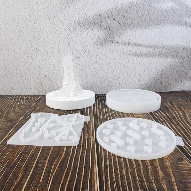 3PCS Baking Molds Nautically Decors Lighthouse Anchors Ship Wheel Crafting Supplies Silicone Texture for Various Occasion