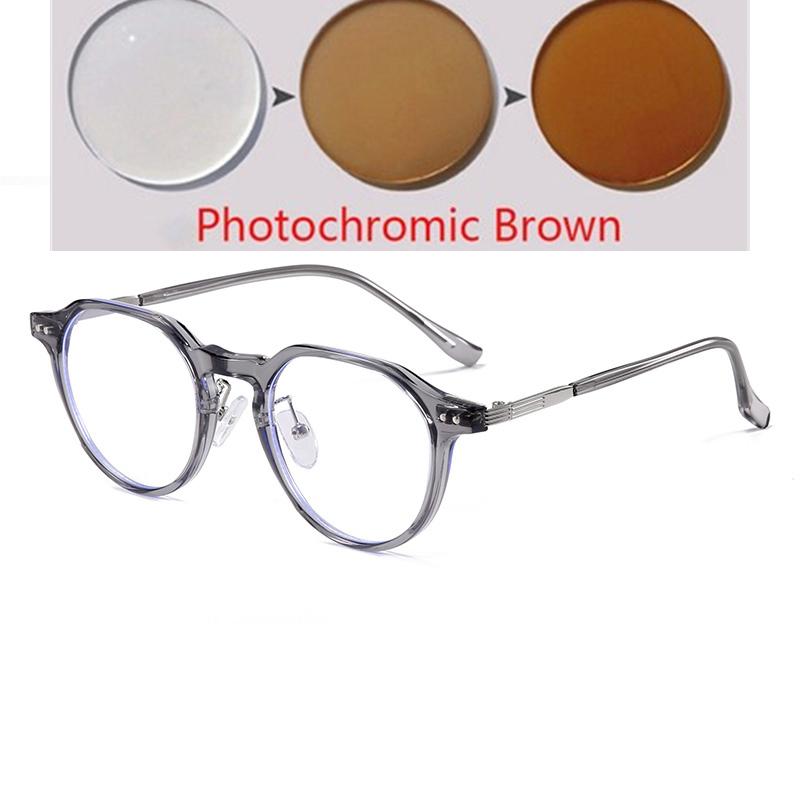 Rivet Frame Blue Light Blocking Oval Nearsighted Glasses For Women Fashion  Myopia Photochromic Eyeglasses -0.5 -0.75 To -6