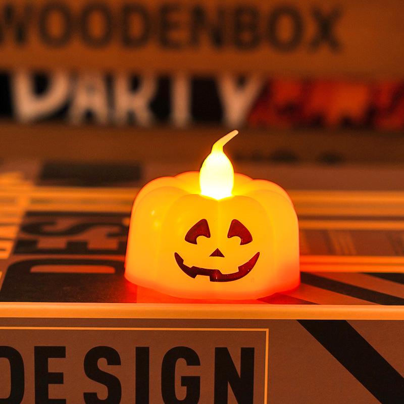 Halloween Mini Pumpkin Lantern Led Electronic Candle Light Prop Glowing Skull Figurine