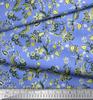 Soimoi Japan Crepe Satin Fabric Leaves & Floral Artistic Decor Fabric Printed Metre 42 Inch