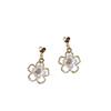Alloy Silver Needle French Iridescent Hollowed-Out Shell Pearl Flower Earrings Trendy Girlish Simple Fresh Style