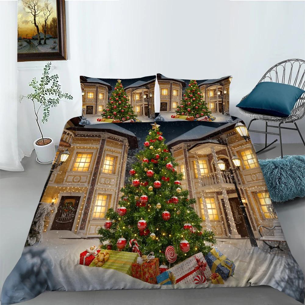 Christmas Stockings Duvet Cover Print Fireplace Polyester For Kids Boy Girl Christmas Present Christmas Element Theme Room Decor