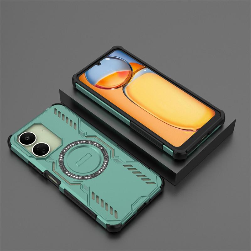 Shockproof Armor Case For Xiaomi Redmi 13C Magnetic Adsorption Wireless Charge Cover Redmi 13C Case For Redmi 13C Case 6.74 Inch
