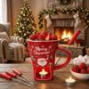 with Fork Chocolate Melting Stove 200ml Ceramic Hot Pot Cup  Christmas Holiday