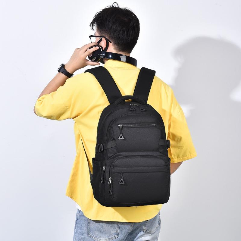 Backpack Large Capacity Simple Student Backpack Junior High School Student Leisure School Bag Double Back