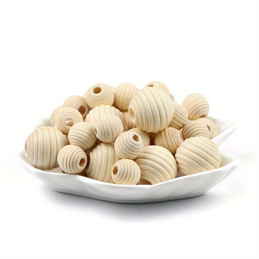 100 stk Runde gjengede treperler Øko-vennlige Naturfargede Treperler Blyfrie Kuler DIY Smykkekunst Håndverkstilbehør