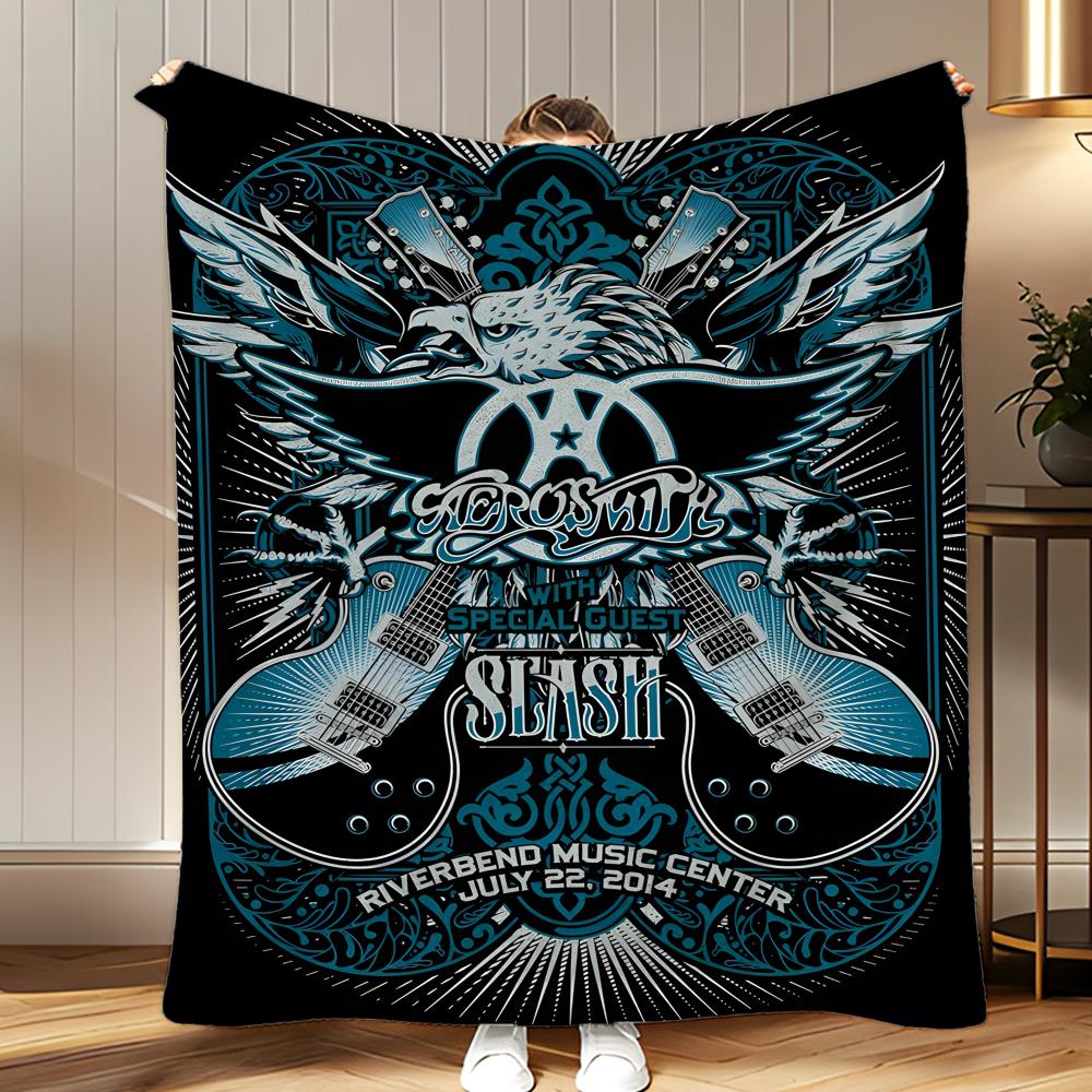 Classic Band Aerosmith Throw Soft Coral Fleece Blanket 310gsm Fluffy Warm Throw for Sofa Bed Couch Bedroom Decor