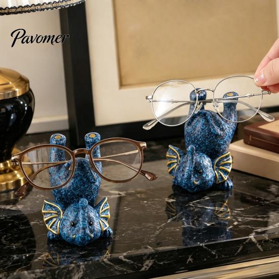 Home Storage Ornament Inverted Elephant Glasses Holder, Handmade Resin Eyeglass Stand, Spectacles Stand Retro Style Decorative Organizer for