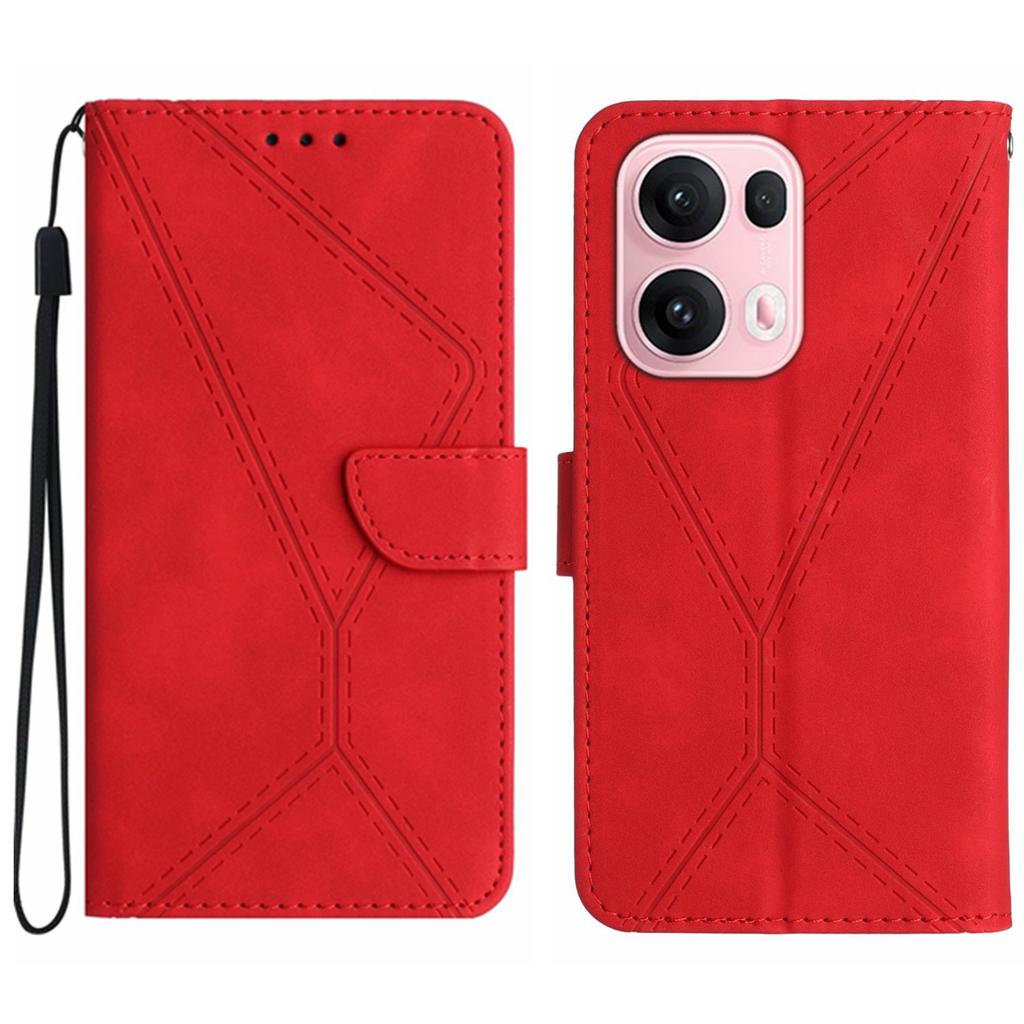For Oppo Reno13 Pro 5G Case Skin Touch Lines Imprinted PU Leather Flip Phone Cover