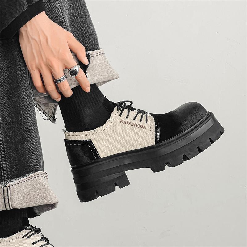 Fashion Genuine leather men's shoes Trendy designer style Youth Outdoor Fashion Party Walking daily office thick soled quality shoes