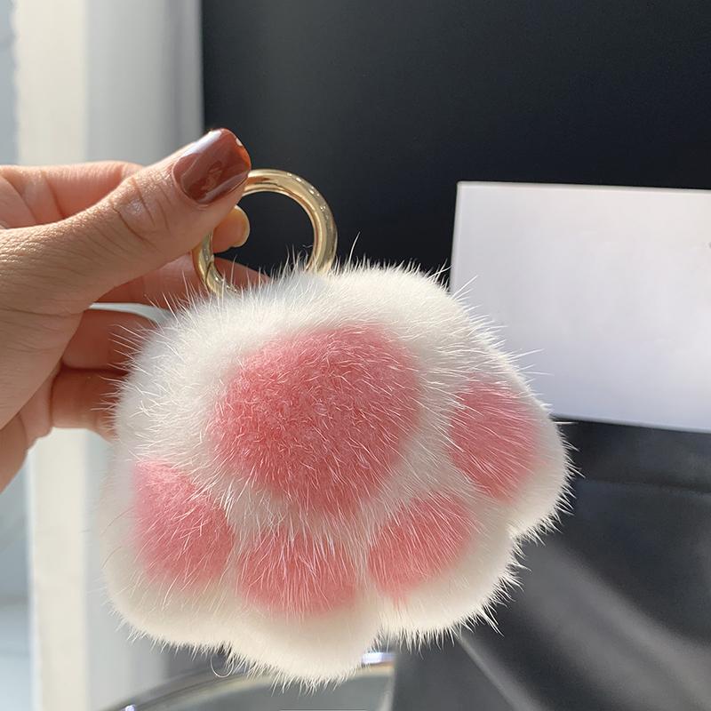 Yogodlns Nydelig fluffy kattepote hårpompon veskeanheng for kvinner jenter søtt dyrepoteanheng på veske