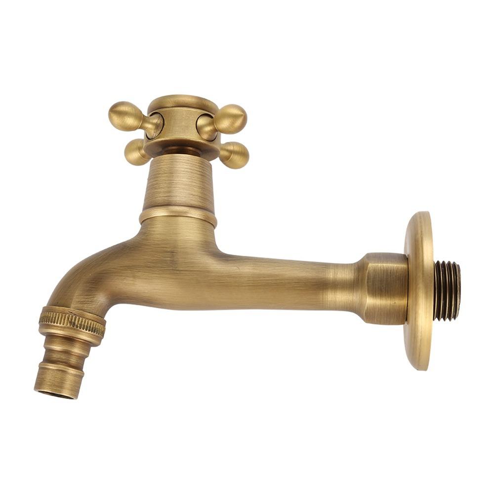 Antique Brass Faucet Wall Mounted Single Handle Washing Machine Faucet Single Cold Water G1/2" Connection Faucet Tap Sink