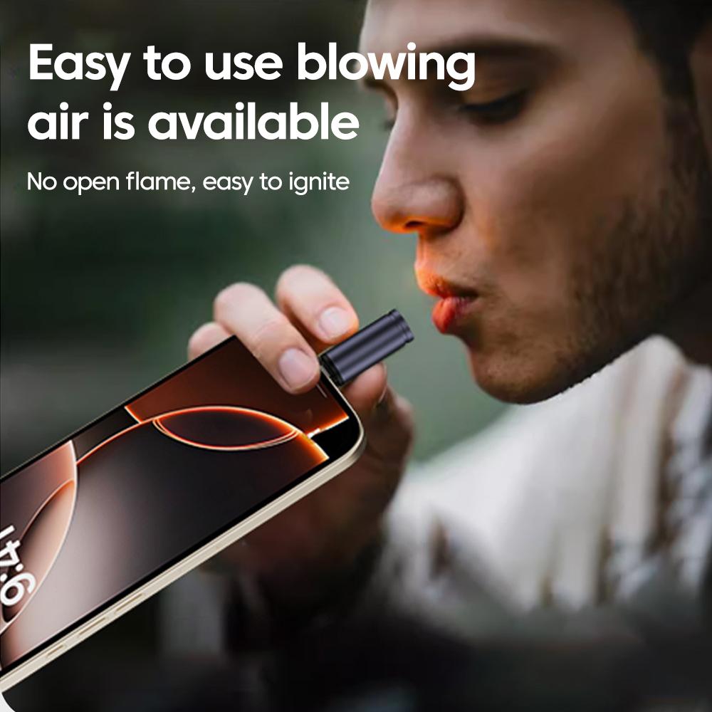 Outdoor Safety Portable Mini Cigarette Lighting Artifact Type C Mobile Cigarette Lighter Air Blowing Cigarette Lighter