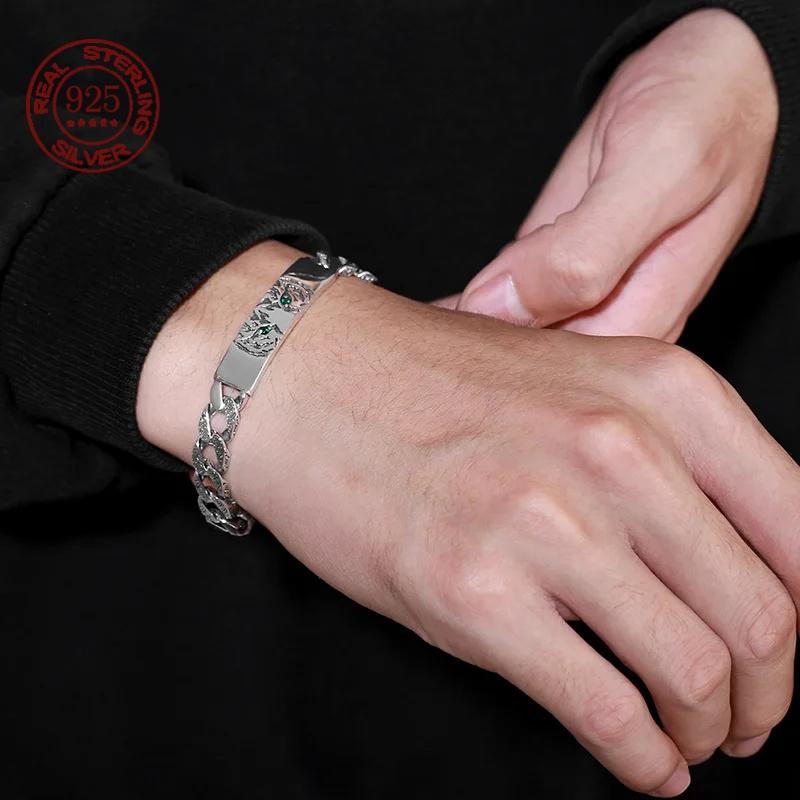 Domineering Simplicity Charm Tiger Totem 925 Silver Original Certified Bracelet Luxury Gift Men and Women Punk Bangle