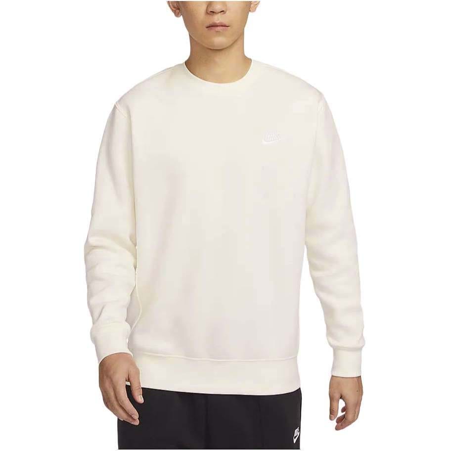 Nike Sportswear Club Fleece Solid Color Crew Neck Casual Fleece Lined Without Hood Sweatshirt Men's Sail White BV2663-133