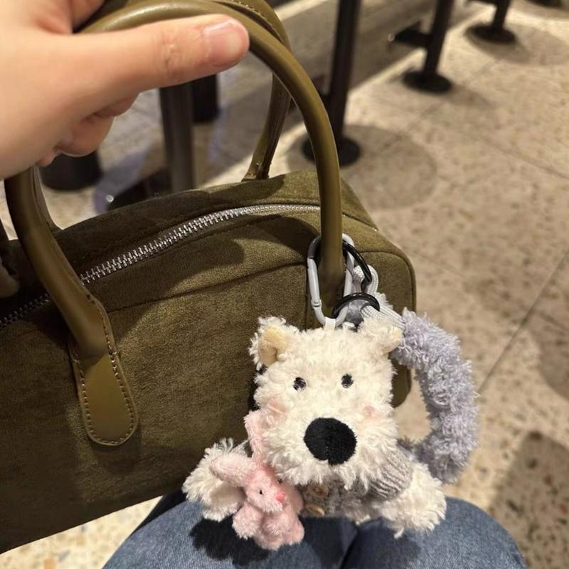 Breloc adorabil cu câine West Highland, breloc pluș cu animal, pandantiv pentru geantă, ornament pentru cheia mașinii pentru iubitorii de animale de companie la modă