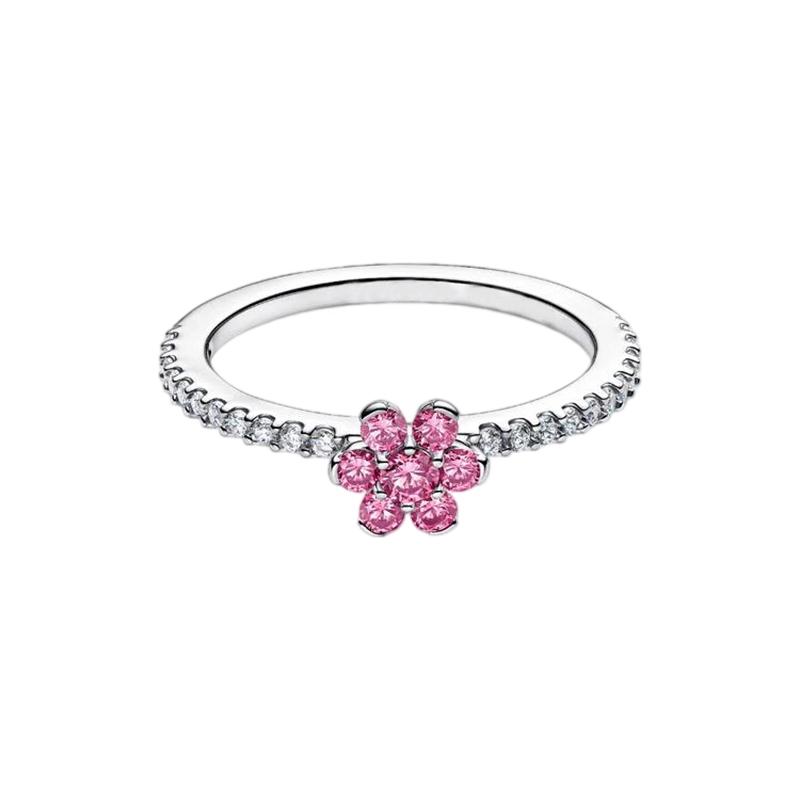 New 925 Silver Three-Leaf Clover Alphabet Heart Flower Women's Ring Suitable for Wedding Party Fashion DIY Gift