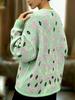 Women's Soft Floral Knit Cardigan - Spring/Autumn 2025: Elegant Long Sleeve, Round Neck Design