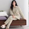 Winter Pajamas Women's New Woven Plaid Clip Padded Jacket Three-layer Warm Suit Velvet Thickened Outer Wear Loungewear