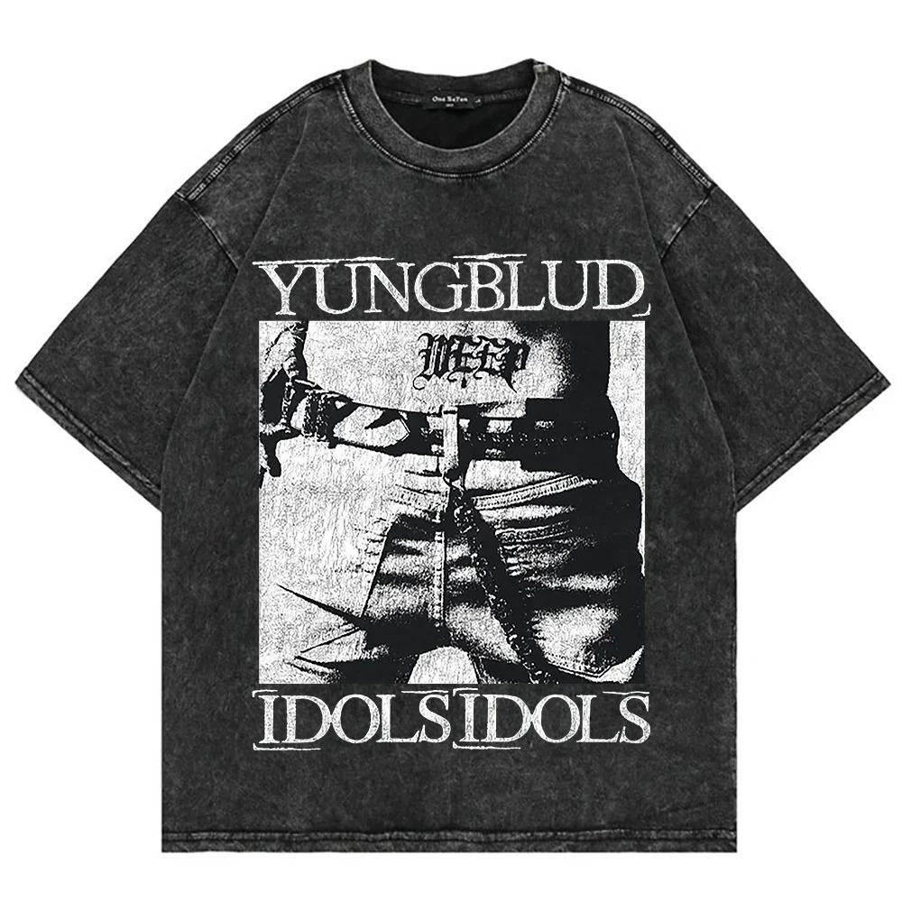 Yungblud Idols World Tour Poster Print TShirt Men Women Vintage Washed Cotton Streetwear Fashion Summer New Tees Oversized Tops