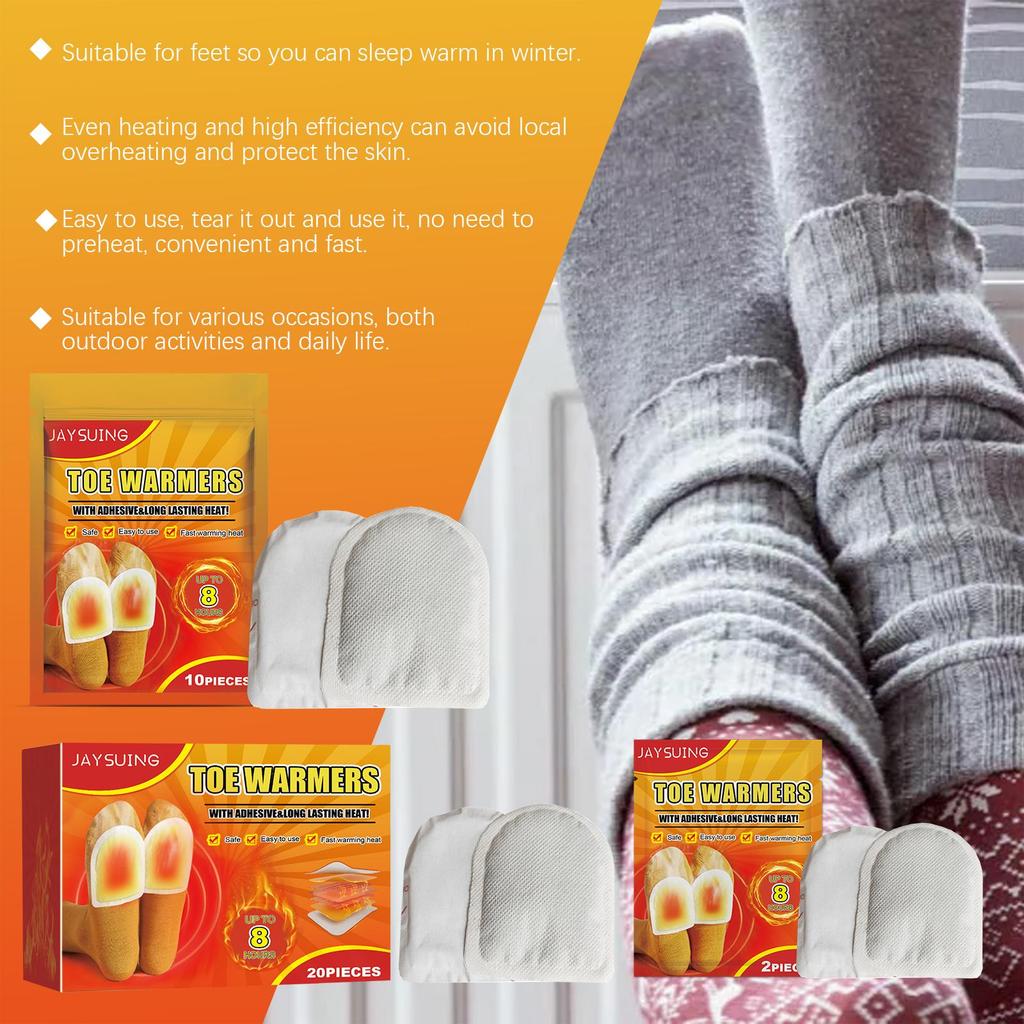 Jaysuing foot warmer pads (boxed), long-lasting warmth, cold protection for feet, winter long-lasting warming product, 20 pieces