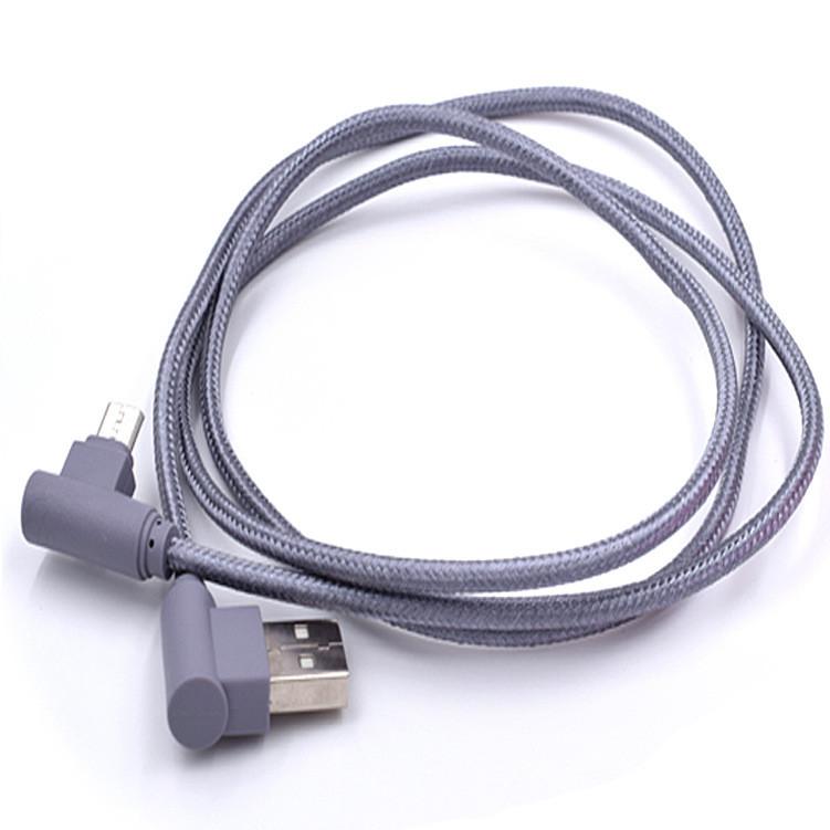 33 Feet Nylon Braided Micro Right Angle Fast Data Sync Charger Vertical Usb Cable With Durable Cotton Jacket