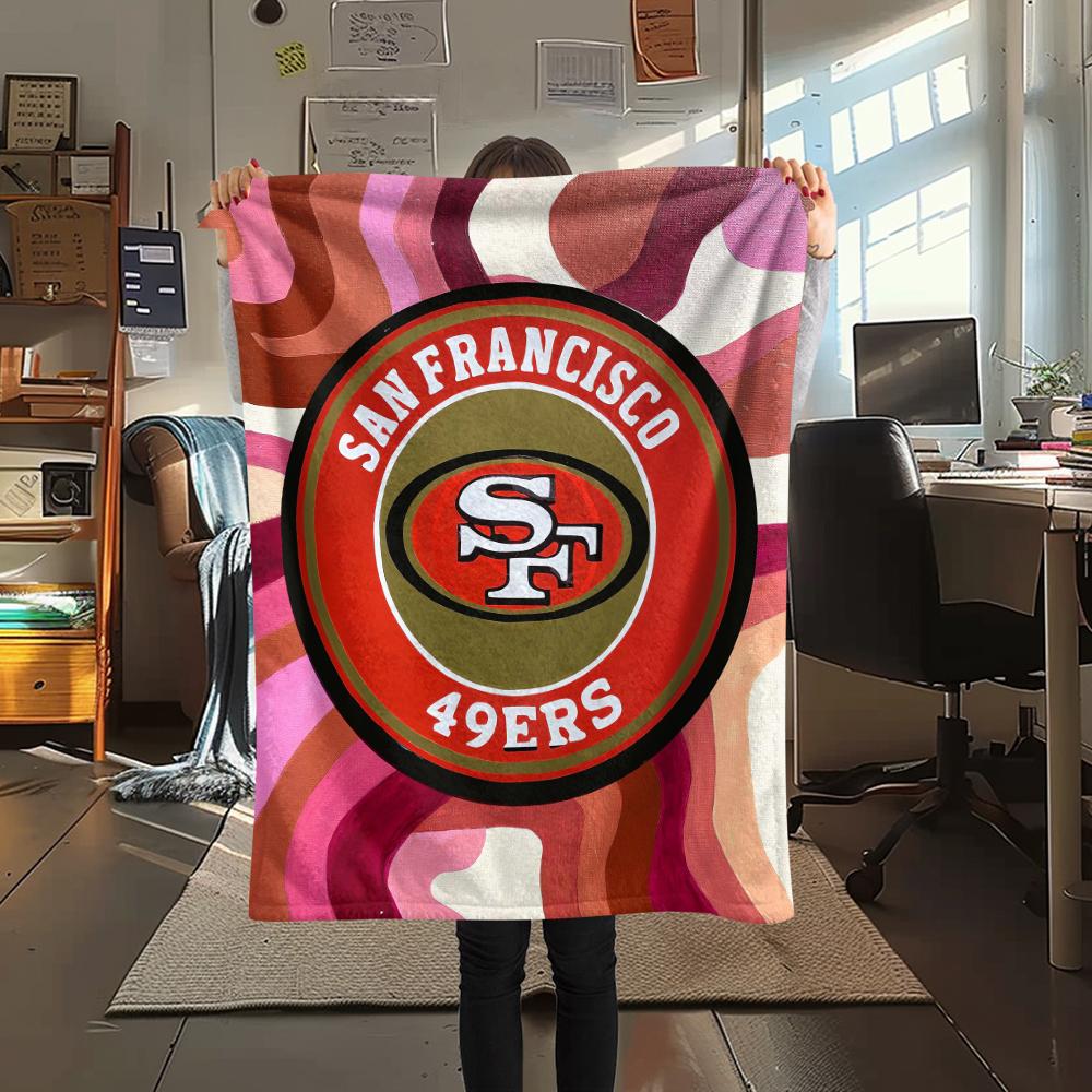1Pc San Francisco 49ers Print Flannel Blanket, High quality Comfortable for All Seasons, Home Decor, Warmth and Comfort, Perfect for Gifts