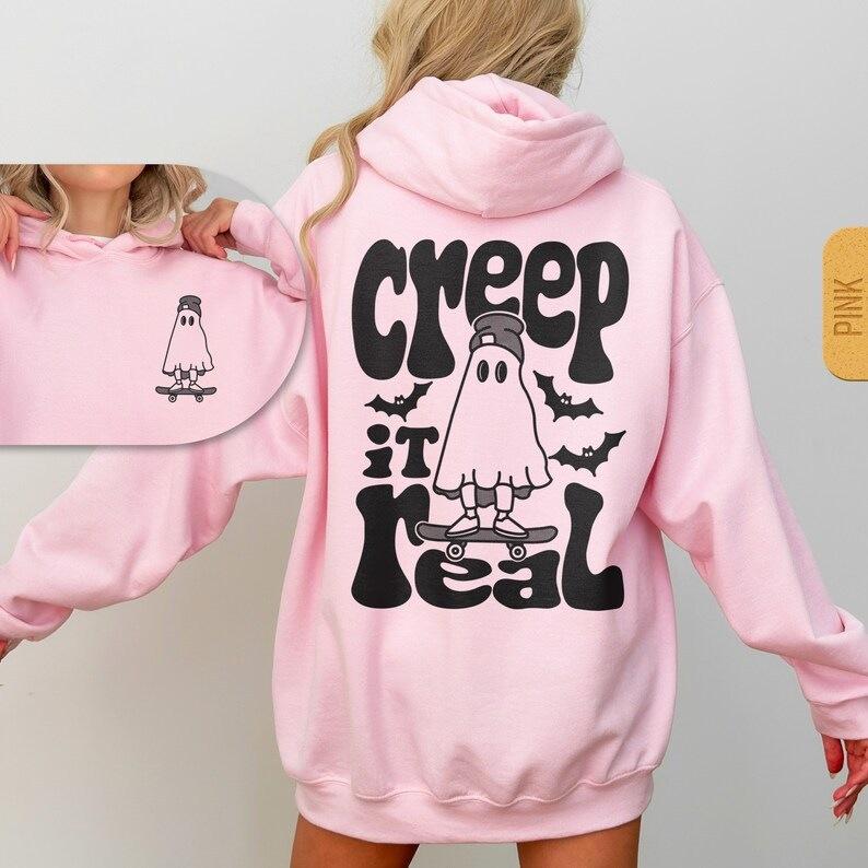 Autumn And Winter, Halloween Ghosts, Printed Long-Sleeved Tops, Trendy Fashion Women'S Hooded Sweaters
