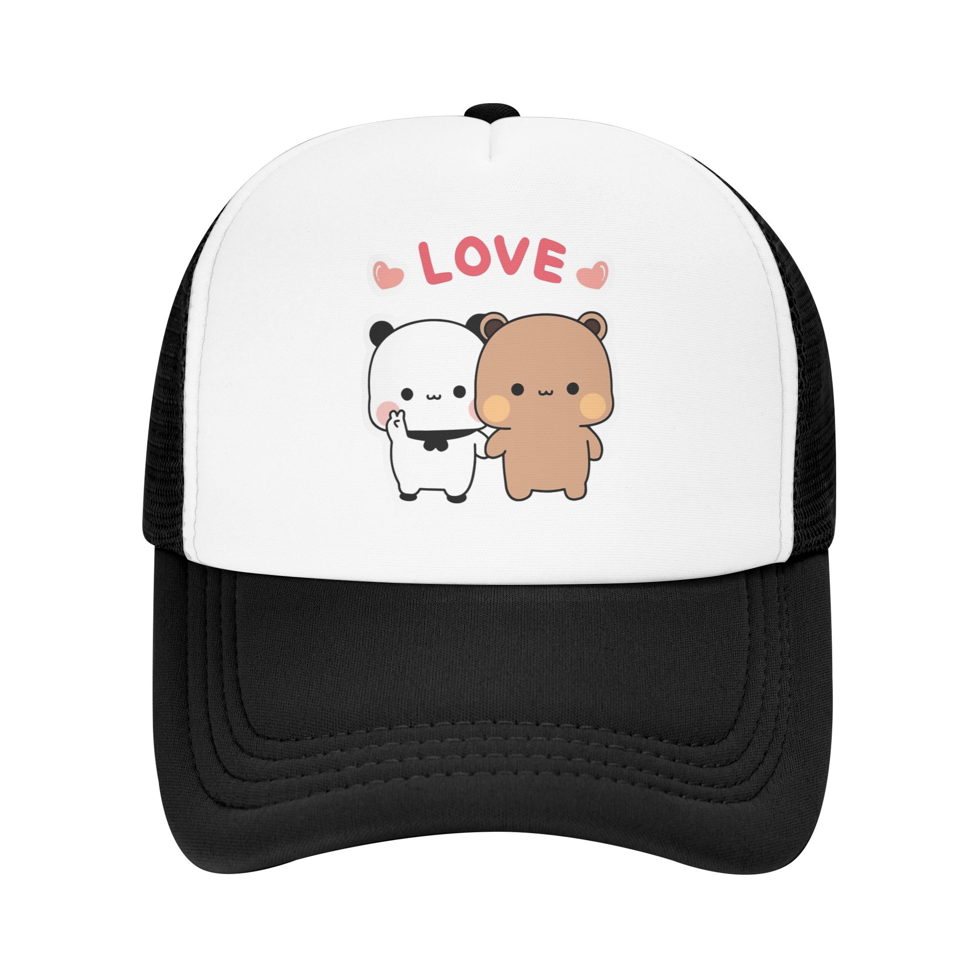 Panda Bear Couple Mesh Baseball Caps Unisex Outdoor Trucker Hat Bubu And Dudu Hat Adjustable Fishing Hat Summer Trucker Hats One Size